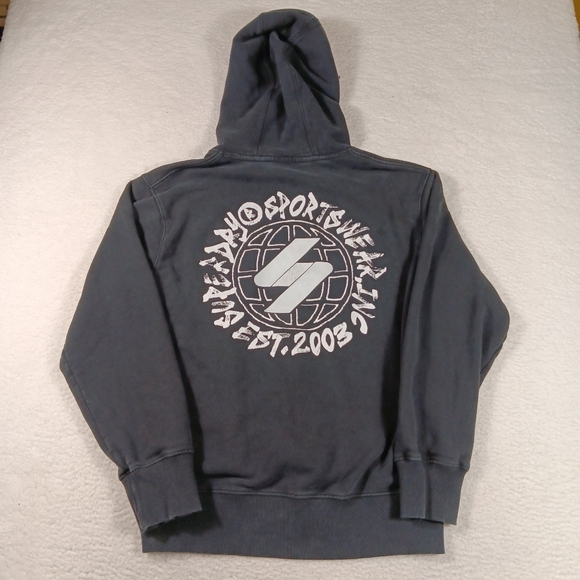 Superdry Hoodie Mens XL Black Pullover Graphic HeavyWeight Outdoor - Picture 1 of 11